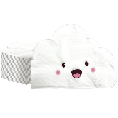 100 Pcs Cloud Shape Shape Paper Napkins Cute Smile Cloud Napkins for Baby Shower Kid Birthday Party Decorations Supplies(6.3x 5.1 In, 100 Pack) (Cloud Shape Shape Paper)