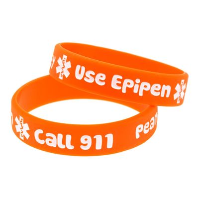Beaupretty 4pcs Silicone Medical Alert Bracelets for Wristbands with Peanut Allergy Warning Comfortable PVC Hand Rings Suitable for Boys Party Accessories Random Color
