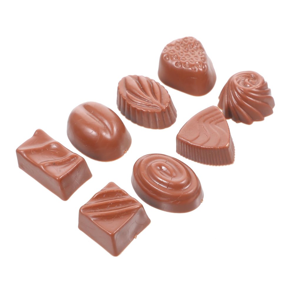 BRIGHTFUFU 8pcs Artificial Chocolate Models Bulk Faux Dessert Props Bright Simulated Chocolates Decorative Display for Kitchen Wedding Shop Miniature House