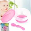 FRCOLOR Pink Suction Bowls Set with Spoon Spill Non Slip Solid Bowls Made of Lightweight Food Grade PP Small for Stable Table Use and Easy Fridge Storage view 2