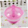 FRCOLOR Pink Suction Bowls Set with Spoon Spill Non Slip Solid Bowls Made of Lightweight Food Grade PP Small for Stable Table Use and Easy Fridge Storage view 3