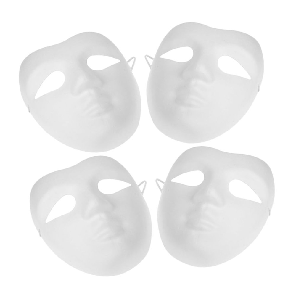 BESPORTBLE 4pcs DIY Paintable Paper Pulp Masks Full Face Blank Masquerade Craft Kit for Teens Birthday Carnival Party Decor