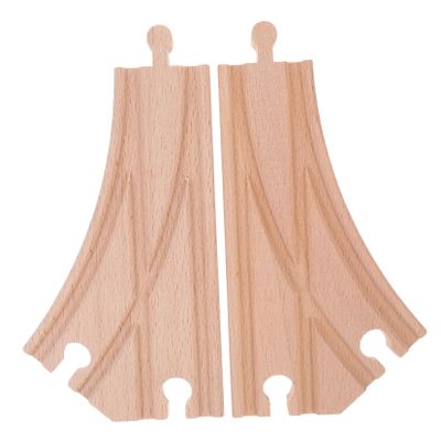 COSMEVIVI 2pcs Wooden Train Track Expansion Switch Multi Way Railroad Pieces Compatible with Major Brands DIY Layouts for Interchangeable Accessories for Creative Railway Configurations