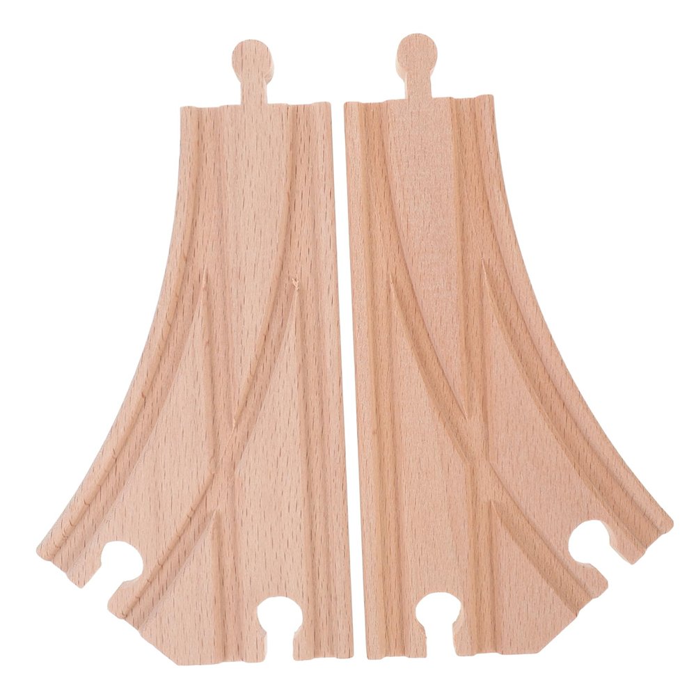 COSMEVIVI 2pcs Wooden Train Track Expansion Switch Multi Way Railroad Pieces Compatible with Major Brands DIY Layouts for Interchangeable Accessories for Creative Railway Configurations