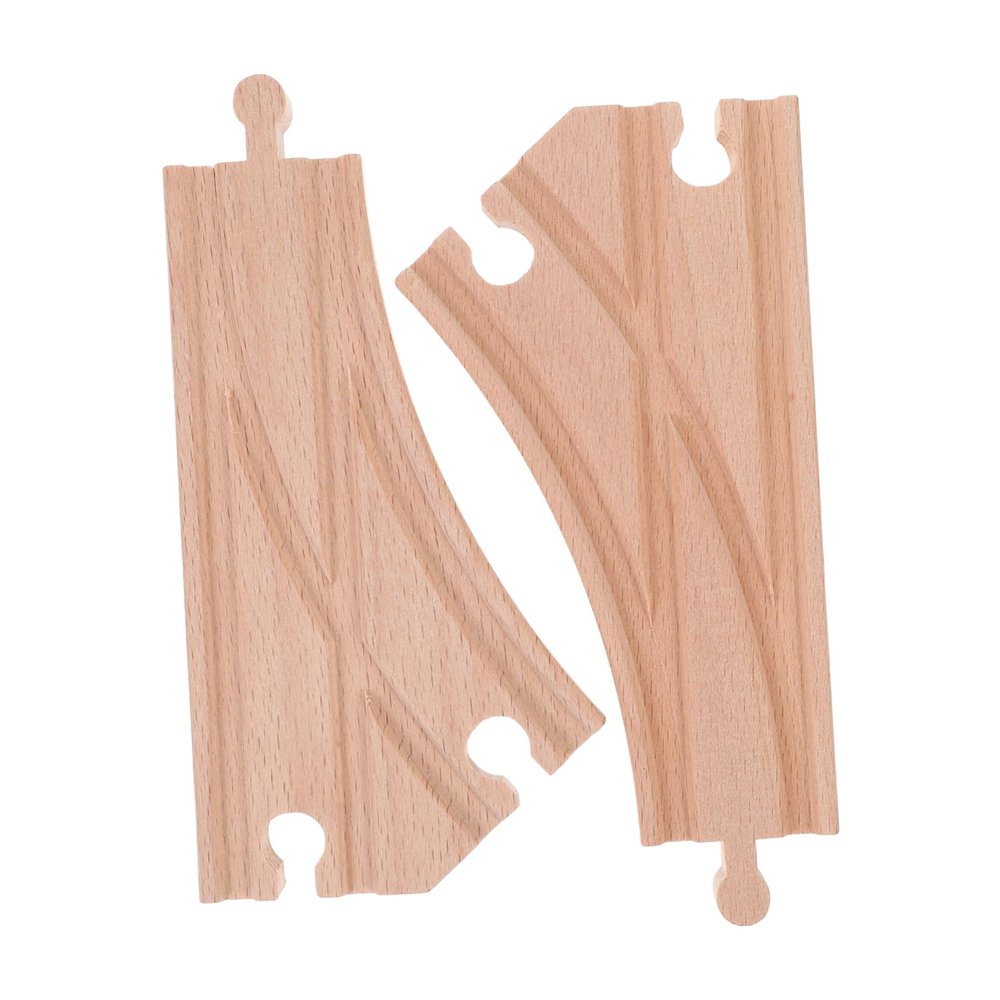 SUPVOX 2pcs Wooden Train Track Switch Pieces Educational Accessories Compatible with Thomas Sets Expandable Railway for Boys and Cognitive Skill Development