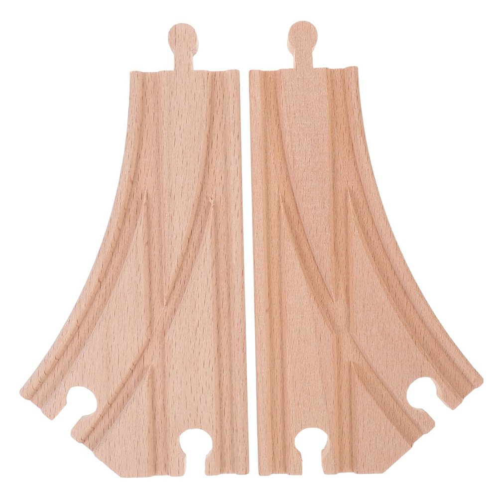 VANZACK 2pcs Wooden Train Track Switch Pieces Wooden Track Extensions Compatible with Thomas Train Sets Expandable Railway Accessories for Boys