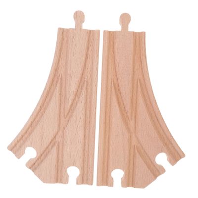 COOLHIYA 2pcs Wooden Train Track Switch Accessories Multi Way Connector Pieces Compatible with Thomas Sets for Boys Creative Railway Play