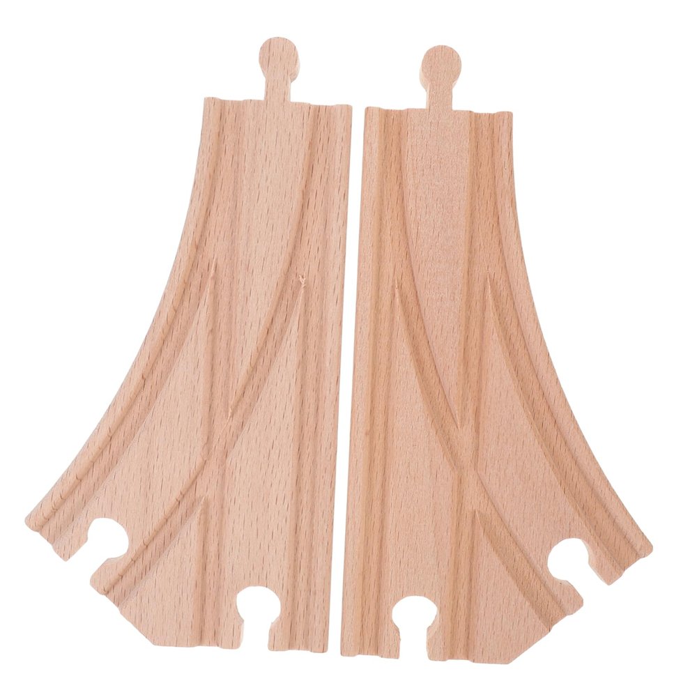 COOLHIYA 2pcs Wooden Train Track Switch Accessories Multi Way Connector Pieces Compatible with Thomas Sets for Boys Creative Railway Play