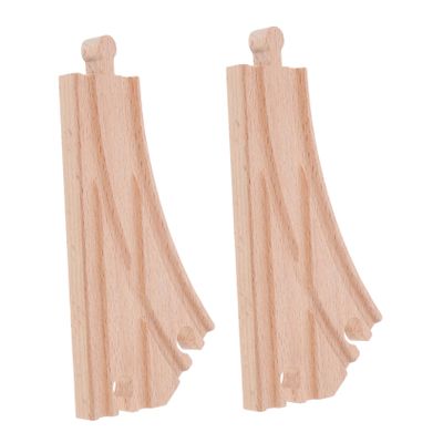 GARVALON 2pcs Wooden Train Track Switch Accessories Multi Directional Railway Pieces for Educational Play Compatible with Thomas Train Sets Expansion