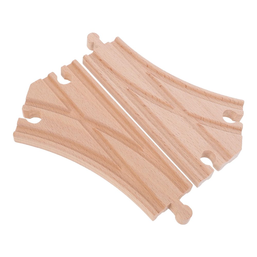 Vaguelly 2pcs Wooden Train Track Switch Pieces Strong Wood Replacement Accessories Compatible with Thomas Train Sets Railway Expansion for Skill and Cognitive Development