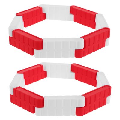 VICASKY 16pc Rc Car Racing Track Road Barriers Miniature Drift Race Traffic Fences Red White Simulation Roadblock for High Speed Rc Drift Racing Enthusiasts of All Ages