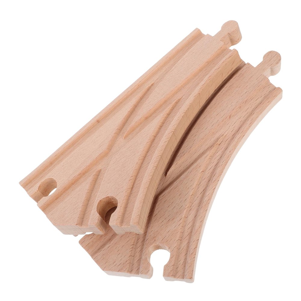 KOMBIUDA 2pcs Wooden Train Track Expansion Multi Way Railway Tracks Model Train Accessories Compatible with Major Brands for Creative Play