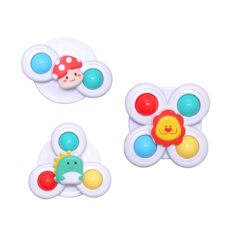 3PCS Suction Cup Spinner Sensory Toys, for Babies Over 6 Months & Toddlers 1-3 Years, Educational Activity Toys for 1-3 Year Old Boys/Girls, Toddler Party Gifts