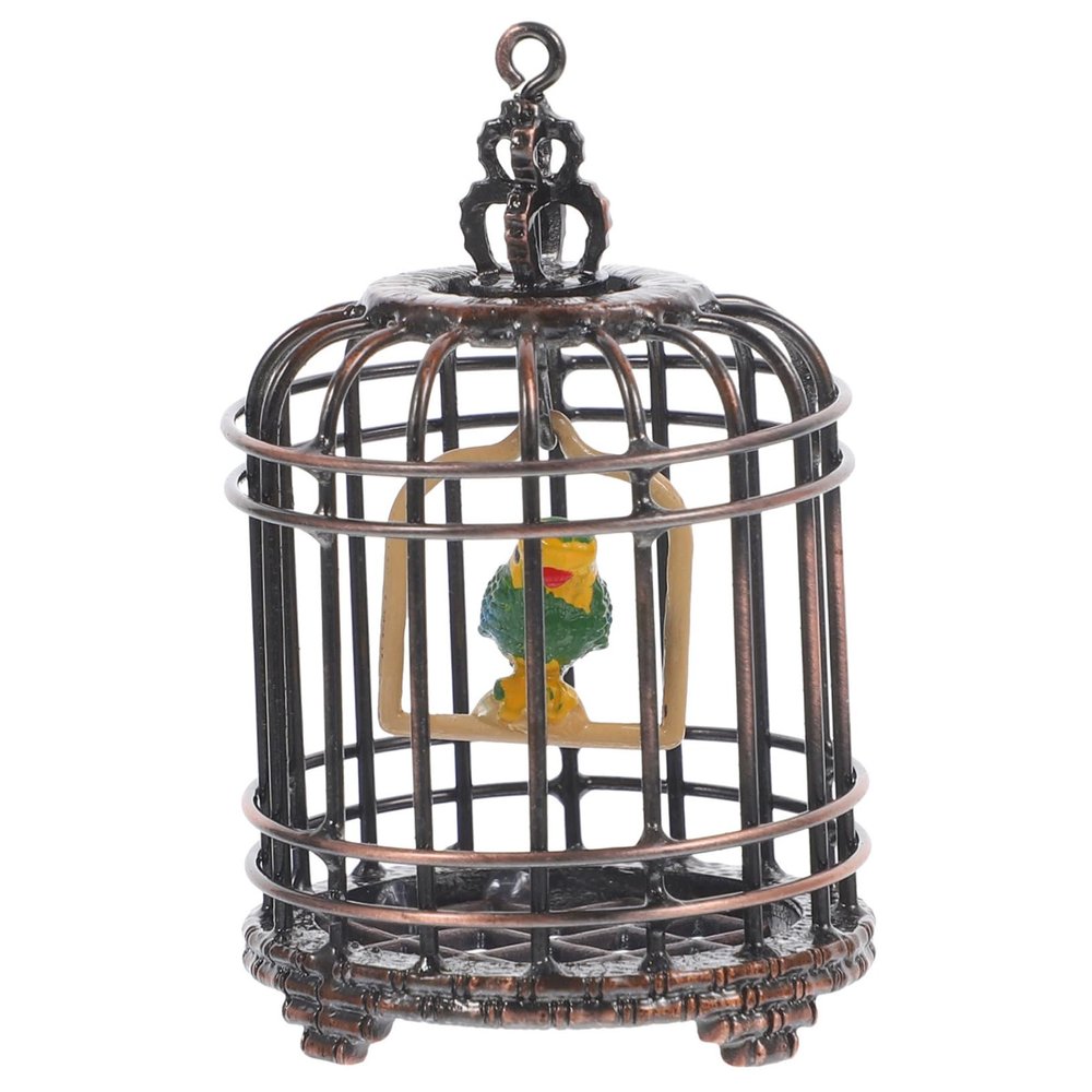 BCOATH Miniature Bird Cage Adornment Mini House Birdcage Creative Small Miniature Cage Model for Dollhouse Micro Landscaping Decoration Gift