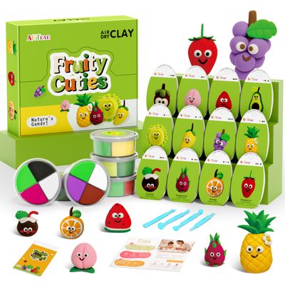 ARTPAR Air Dry Clay Kit for Kids - 12 Fruit DIY Modeling Magic Clay, Soft & Non-Sticky with Tools & Tutorials, Perfect for Classroom Art Activities,School Crafts & Party Favors Birthday Gifts