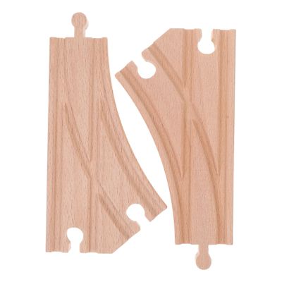 MOLUCKFU 2pcs Wooden Train Track Expansion Switch Tracks for Compatible with Major Brands Sturdy Wood Pieces for DIY Railway Layouts and Engaging Play