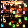 132pcs Halloween Luminous Mini Ghosts Figures 6 Colours Glow in The Dark Miniature Resin Ghost Figurines to Hide Bulk Tiny Small Statue for Halloween Party Favors Micro Garden Dollhouse Decorations view 4