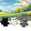3pcs Articulated 3D Printed British Shorthair Cat, 4" White Gray Black Cats, Flexible Animal Toy, Movable Joints, Home Office Decor, Fidget Toys for Autism/ADHD, Executive Desk Animals Toy ABSHC-3X view 3