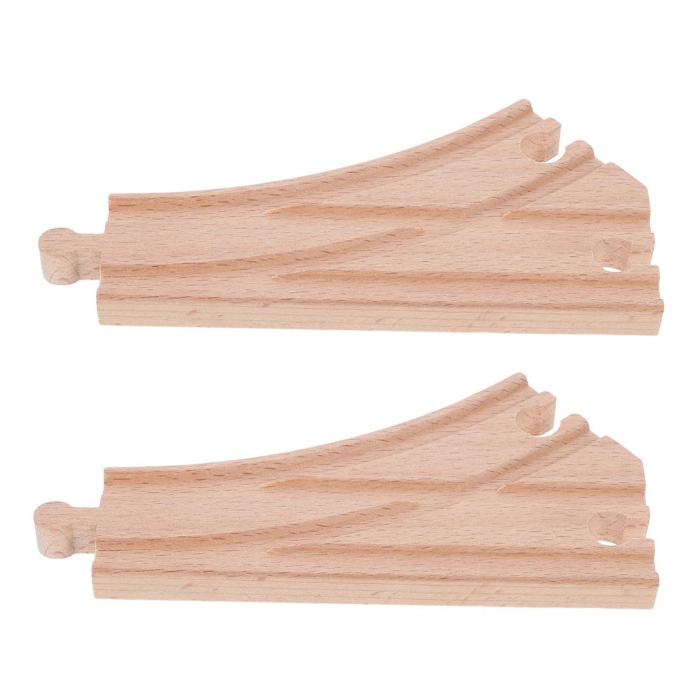 HAKIDZEL 2pcs Wooden Train Track Connector Pieces Multi Directional Switch Tracks for Boys and Flexible Expansion Compatible with Major Wooden Train Sets Educational for Cognitive Skill