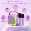 Mini Karaoke Machine for Kids Teen Adults, Kids Karaoke Machine with 2 Wireless Microphones and LED Lights Toys for Party, Home, Gifts for 4 5 6 7 8 9 10 11 12+ Years Girls Boys(Purple) view 2