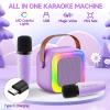 Mini Karaoke Machine for Kids Teen Adults, Kids Karaoke Machine with 2 Wireless Microphones and LED Lights Toys for Party, Home, Gifts for 4 5 6 7 8 9 10 11 12+ Years Girls Boys(Purple) view 4
