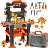 KIZONLY Kids Tools Toy Sets for Aged 3 4 5 6 7 8, 2 in 1 Workbench Toys for Toddlers 3-5, Pretend Play Toolbox, Construction Mechanic Set with Sound, Educational Birthday Gift for Boys Girls Ages 3-8 view 1