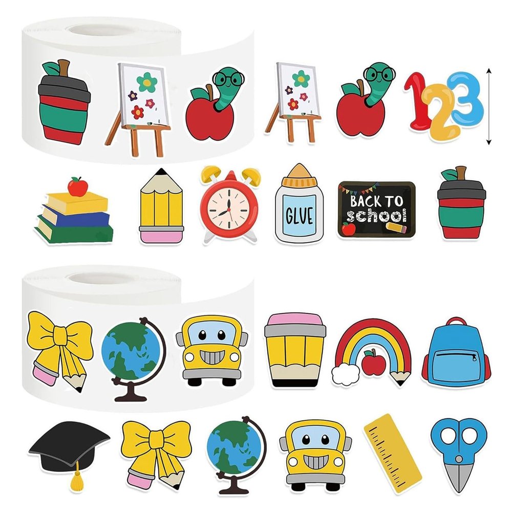 1000Pcs 18 Designs Welcome Back to School Party Decoration Label Stickers Roll,1 Inch Stickers for Scrapbooking,Incentives,DIY Crafts,Party Favors
