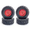 Compatible with WPL C14 C24 C34 C44 B14 B24 for MN D90 for MN99s RC Car Upgrade Parts Metal Wheel Rim Rubber Tire Tyre Set RC Car Accessories(Red) view 1