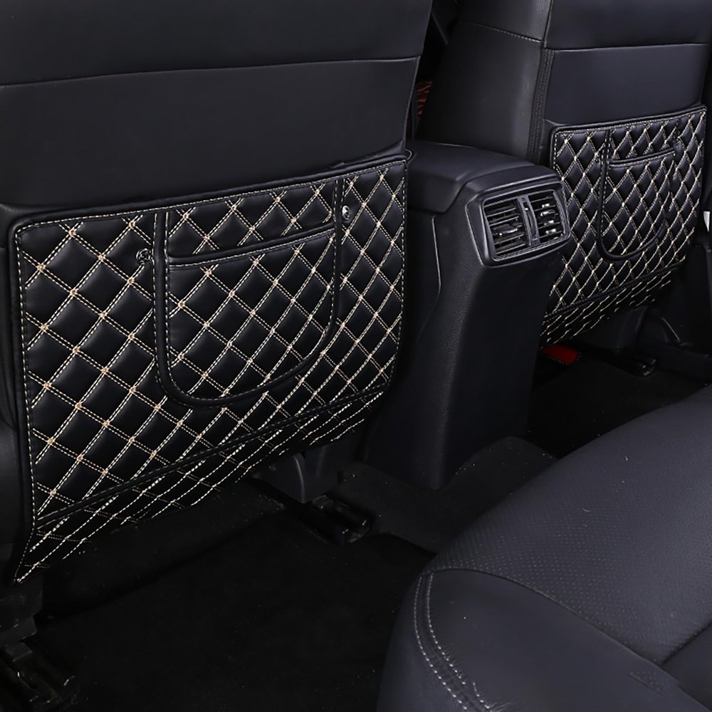 PYJCFHXGN 2 Pcs Car Seat Back Anti Kick Pad for Porsche Mission E Panamericana 984 Vision 357 Cayenne Coup, Kick Mats with 2 Storage Pockets, Convenient Storage, Scratch-Resistant and Durable Pad