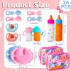 Woozettn 26 Pcs Baby Doll Accessories Magic Bottle Set,Pretend Play Feeding Toy Set with Package,Doll Feeding Set for Kids Girls,Magic Disappearing Juice Milk Bottles,Sippy Cups,Pacifiers,Bowl Spoons view 2