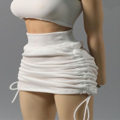 1/6 Scale Female Clothes, Drawstring Pencil Skirt for 12-inches Famale Action Figure Body, 1/6 Bodycon Short Skirt Clothing (White)
