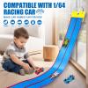 Flexible Race Track Toys for Kids, 15 Ft Double Lane Racetrack with 4 Cars & Suction Cups, Compatible with Hot Wheels & 1/64 Diecast Cars, Portable Roll Up Car Ramp Track Set for Ages 3+(Blue & Red) view 2