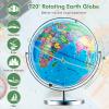 LDAILY Illuminated World Globe with Stable Stand Base, Educational Interactive Clear Map and Built-in LED Night Light, 720 Rotating Light up Globe for Children, Adults, Classroom, Home & Office Desk view 3
