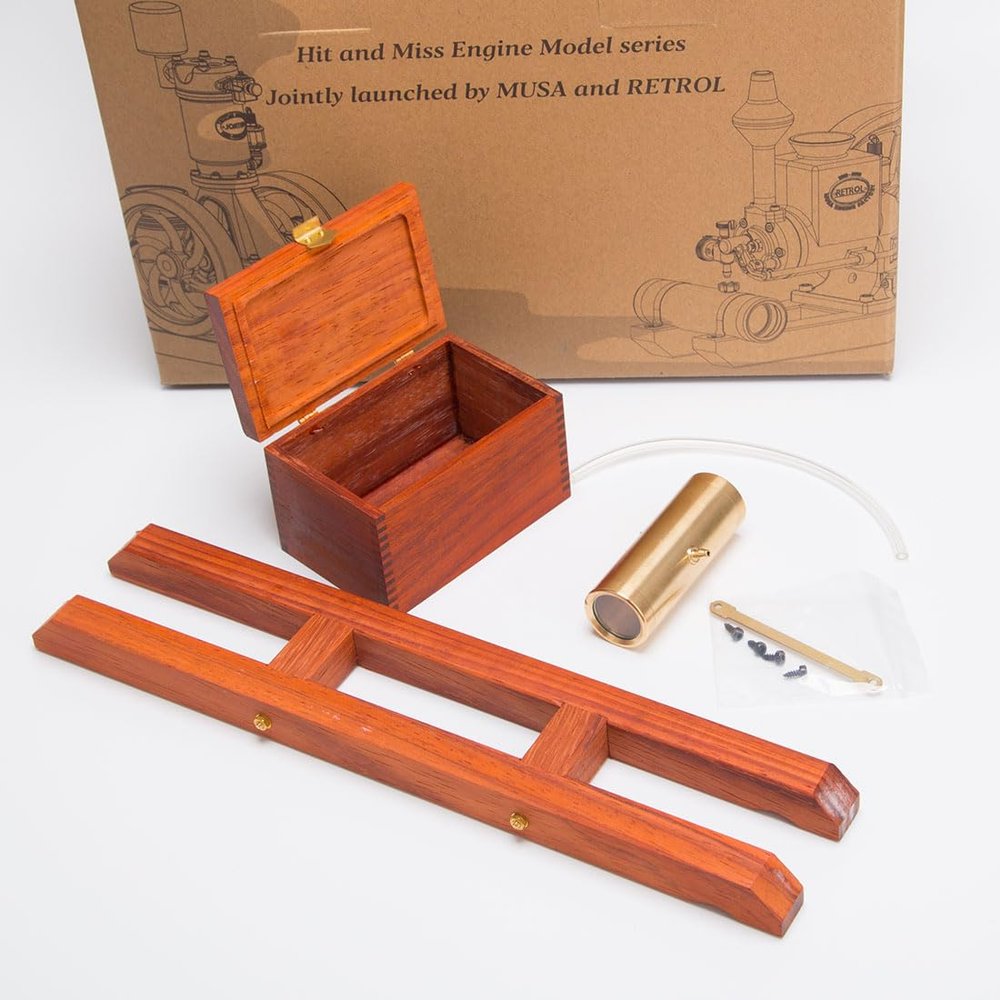 Base Equipment Box + Fuel Tank + Oil Pipe Accessory Triad, Suit for Retrol HM-01 Hit and Miss Engine Model, Installation Kit
