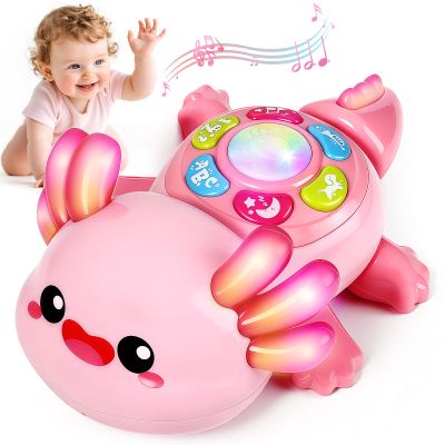 Baby Axolotl Toys 6-12 Months,Tummy Time Musical Crawling Toys with Light,Interactive Early Educational Learning Toys for Infant 6-9-12 Months,Christmas Birthday Gifts for Toddlers 1 Year Old Boy Girl