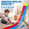 Flexible Race Track Toys for Kids, 15 Ft Double Lane Racetrack with 4 Cars & Suction Cups, Compatible with Hot Wheels & 1/64 Diecast Cars, Portable Roll Up Car Ramp Track Set for Ages 3+(Red & Blue) view 2