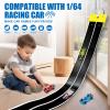 Flexible Race Track Toys for Kids, 15 Ft Double Lane Racetrack with 4 Cars & Suction Cups, Compatible with Hot Wheels & 1/64 Diecast Cars, Portable Roll Up Car Ramp Track Set for Ages 3+(White&Black) view 2