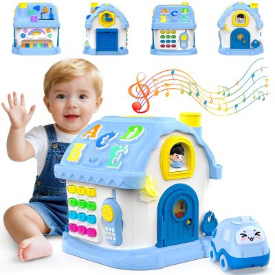 Fidecexv Montessori Toys for 1 Year Old Boy Gifts, 12-in-1 Musical House Educational Baby Toddler Boy Toy Age 1-2, First Birthday Easter Gift for Boy Girl 6-12 12-18 6-24 Months, Blue