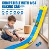 Flexible Race Track Toys for Kids, 15 Ft Double Lane Racetrack with 4 Cars & Suction Cups, Compatible with Hot Wheels & 1/64 Diecast Cars, Portable Roll Up Car Ramp Track Set for Ages 3+(Yellow&Blue) view 2