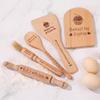 Personalized Wood Cooking Baking Tools with Name Set of 6 Kitchen Birthday for Kids view 3