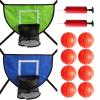2 Pcs Basketball Hoops for Trampolines, Comes with 2 Air Pumps & 8 Inflatable Balls, Fit for Standard Trampolines, Youth-Focused Outdoor Play view 1