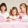 101Pcs Bow Birthday Decorations Pink Bow Themed Party Tableware Set-Paper Plates and Napkins,Forks,Pink Bow Tablecloths for Baby Shower Party,Girls Birthday Party,Serves 25 Guests view 3