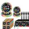 101PCS Neon light Party Supplies Let's Glow Party Decorations Include Paper Plates and Napkins Tablecloth Forks in the Dark Theme Decoration for Baby Shower Glow Birthday Party Serves 25 view 1