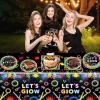 101PCS Neon light Party Supplies Let's Glow Party Decorations Include Paper Plates and Napkins Tablecloth Forks in the Dark Theme Decoration for Baby Shower Glow Birthday Party Serves 25 view 2