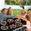 101PCS Neon light Party Supplies Let's Glow Party Decorations Include Paper Plates and Napkins Tablecloth Forks in the Dark Theme Decoration for Baby Shower Glow Birthday Party Serves 25 view 4