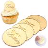 Gjinxi Mirror Round Cupcake Toppers Acrylic Circle Happy Birthday Cupcake Toppers, 20PCS Happy Birthday Cake Decorations, Round Engraved Cake Picks, Reusable Party Supplies, Gold view 1