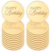 Gjinxi Mirror Round Cupcake Toppers Acrylic Circle Happy Birthday Cupcake Toppers, 20PCS Happy Birthday Cake Decorations, Round Engraved Cake Picks, Reusable Party Supplies, Gold view 2