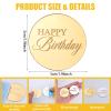 Gjinxi Mirror Round Cupcake Toppers Acrylic Circle Happy Birthday Cupcake Toppers, 20PCS Happy Birthday Cake Decorations, Round Engraved Cake Picks, Reusable Party Supplies, Gold view 3