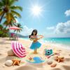 Solar Powered Dancing Hula Girl Dashboard Decoration, Car Interior Ornament, Desktop Figure with Shaking Head Motion view 3