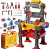DULONIME 2 in 1 Workbench Tools Toys Set with Sound for Toddlers Aged 3-5, 145 PCS Educational Construction Mechanic Toolbox for Boys Girls, Pretend Play Toys Birthday Gift for Kids 3 4 5 6 Years Old view 1